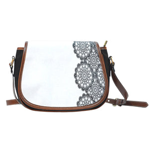 Lace Themed DFS10 Crossbody Shoulder Canvas Leather Saddle Bag
