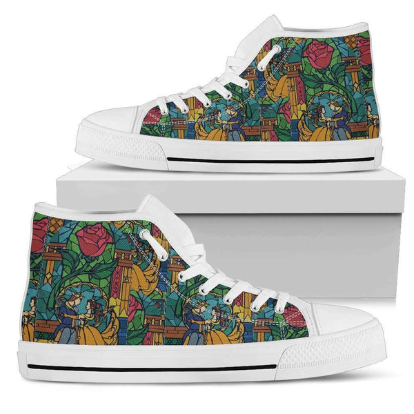 Beauty And The Beast Stained Glass Womens High Top Shoes