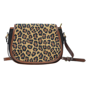 Animal Prints Leopard Crossbody Shoulder Canvas Leather Saddle Bag