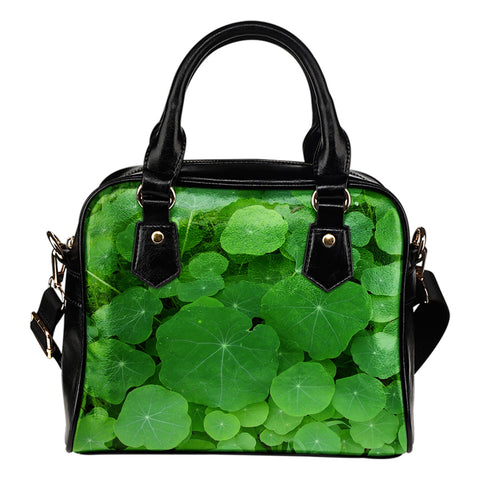 Nature Themed Design B7 Women Fashion Shoulder Handbag Black Vegan Faux Leather