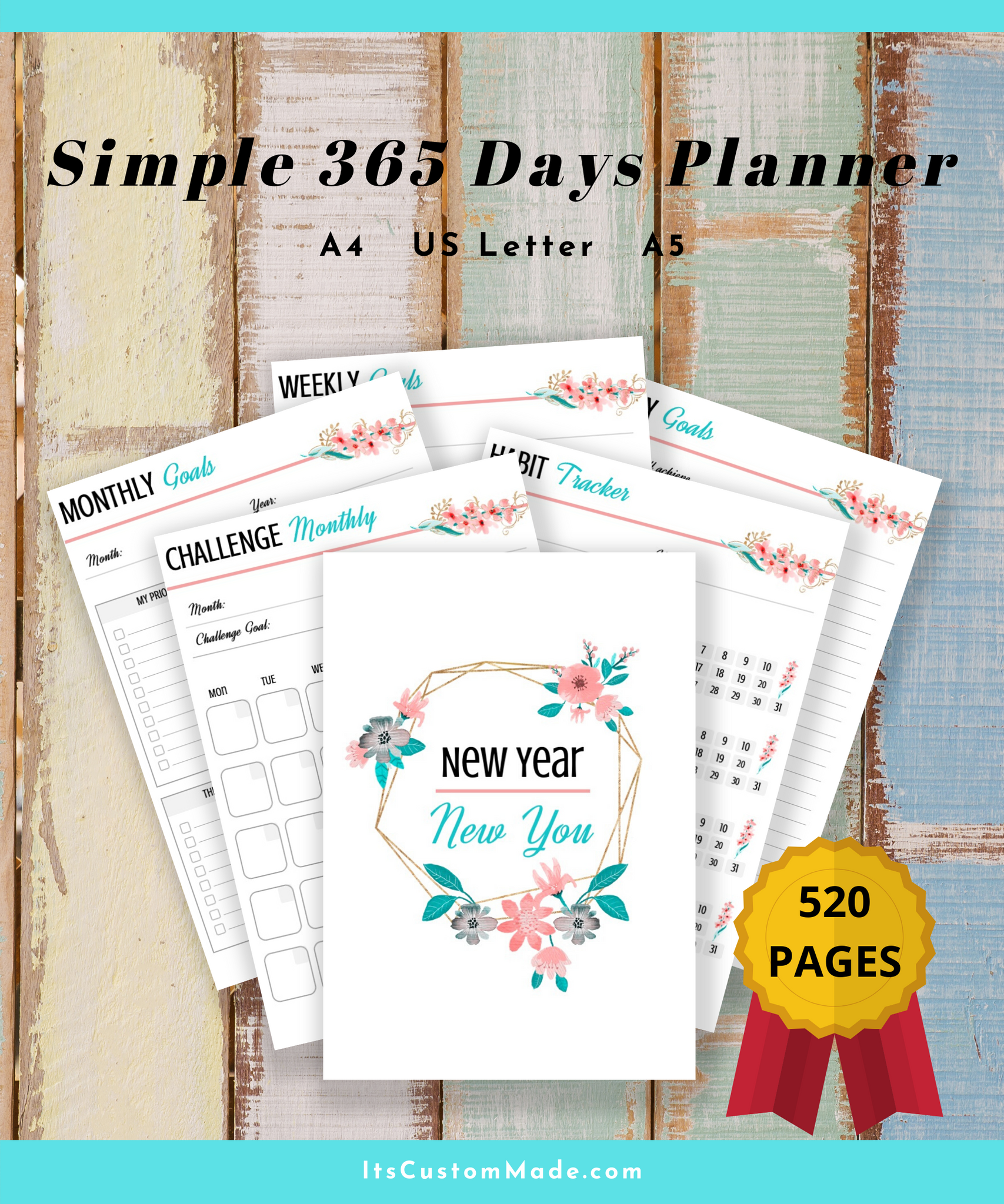 PLANNER Simple 365 Days Yearly, Monthly, Weekly, Daily Goals Journal