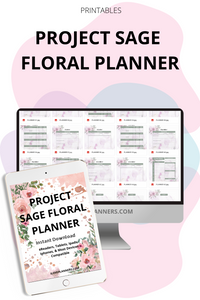 Project Planner Sage Floral Watercolor. EB22-5