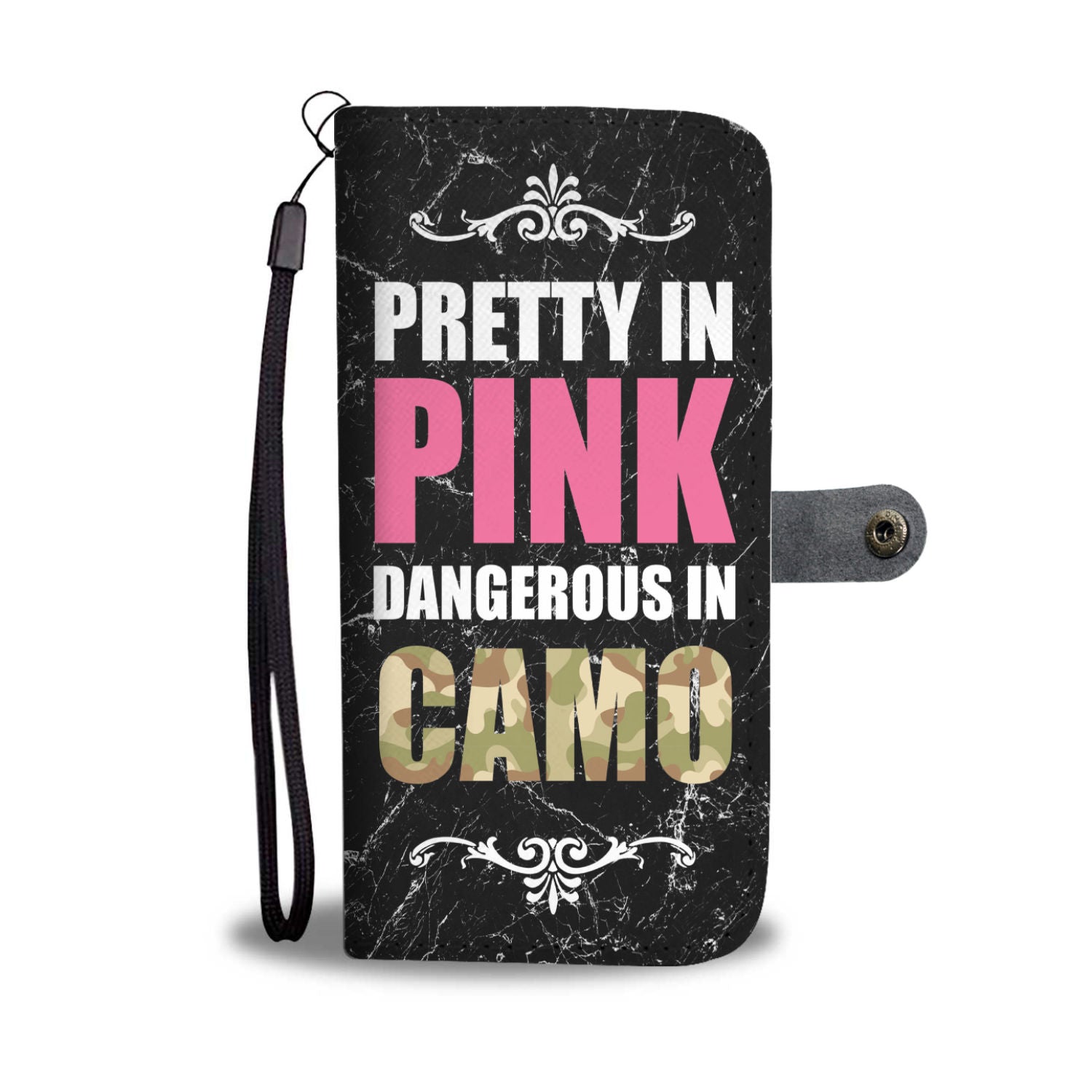 Custom Phone Wallet Available For All Phone Models Pretty In Pink Dangerous In Camo Phone Wallet