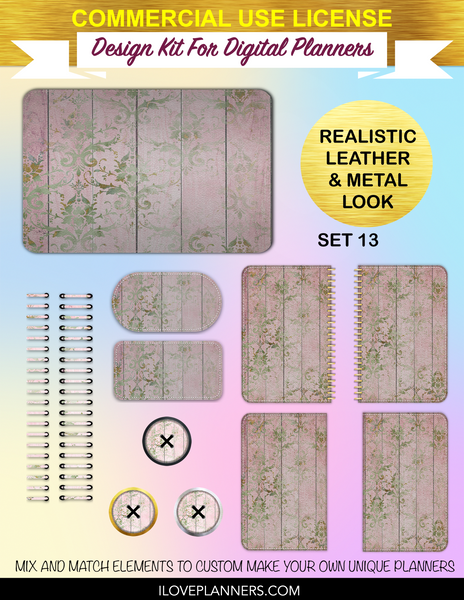 Burgundy and Gold Tiger Digital Planners, Cover Kit, Spirals, Coils, Customize Your Digital Planners, Commercial Use OK, Digital Planners, Digital Journals, Compatible for PC, Mac, CANVA. #152