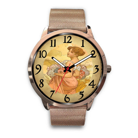 Limited Edition Vintage Inspired Custom Watch Alfred Mucha Clock 1.7
