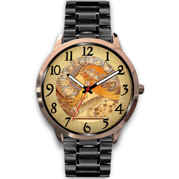 Limited Edition Vintage Inspired Custom Watch Alfred Mucha Clock 1.16