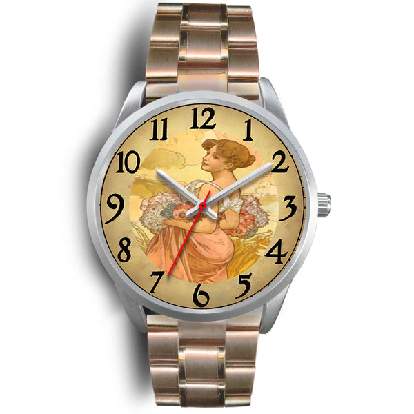 Limited Edition Vintage Inspired Custom Watch Alfred Mucha Clock 1.7