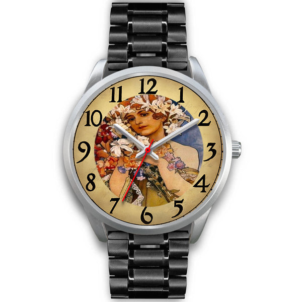 Limited Edition Vintage Inspired Custom Watch Alfred Mucha Clock 1.27