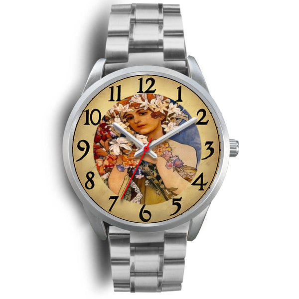 Limited Edition Vintage Inspired Custom Watch Alfred Mucha Clock 1.27