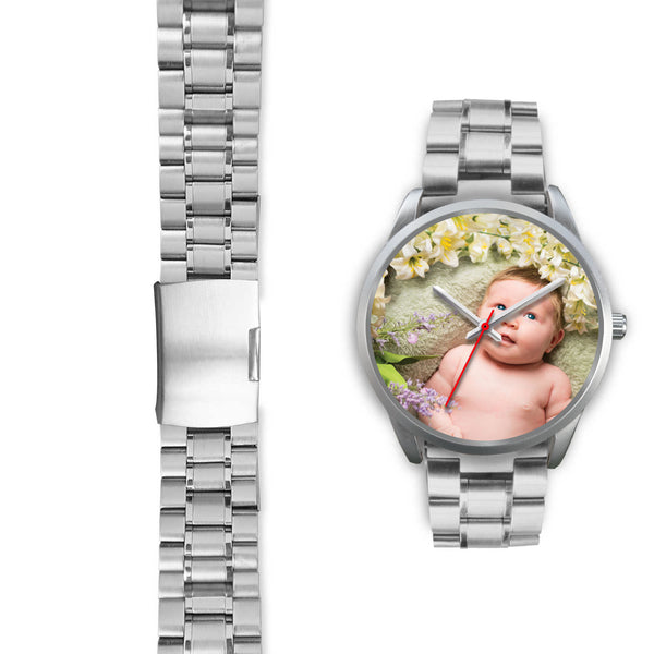 Personalized, Custom Design Your Own Silver Watch B2 Your Personal Baby Memory Photo, Gift For Her, Gift For Him