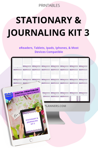Watercolor Border Stationary Kit Bundle, Journaling, Scrapbooking, Junk Journal, Planner, Binder Inserts, Stationary. RS22-3c