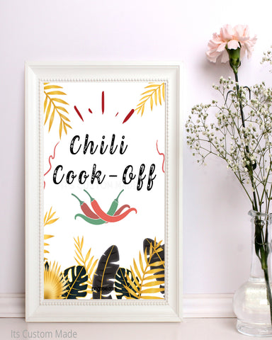 Copy of Tropical Chili Cook-Off Party Sign - Chili Contest Table Signage - Fall Party Decorations - Autumn Party Ideas - Fall Pumpkin Party Signs - Chili Bar