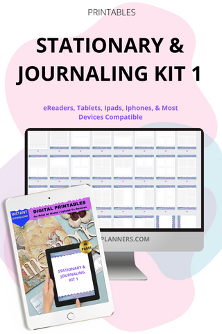 Watercolor Border Stationary Kit Bundle, Journaling, Scrapbooking, Junk Journal, Planner, Binder Inserts, Stationary. RS22-3a