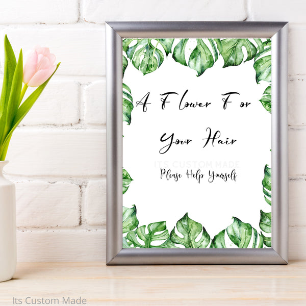 A Flower For Your Hair Party Wall Art Decor - Baby Shower Wall Art Printable Decorations - Baby Shower Decor -  Baby Shower Theme Printable Decor - Party Wall Art Decorations