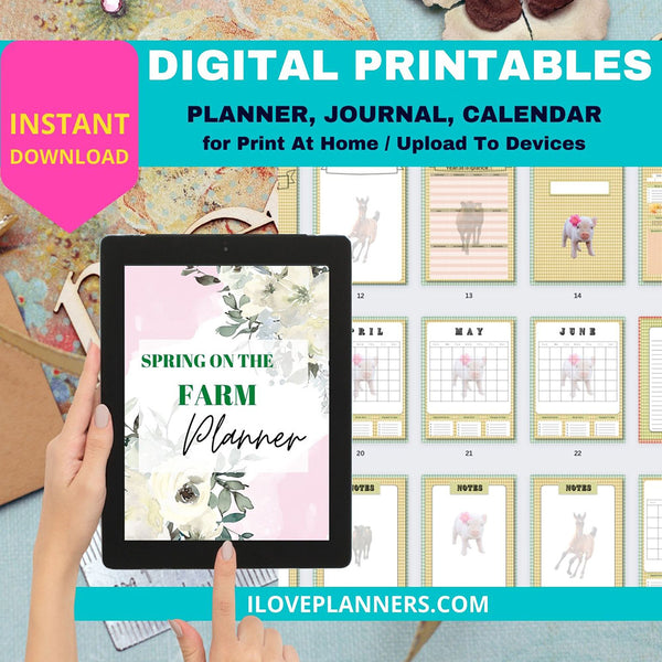 Spring On The Farm Planner, Journal, Sketchbook, Notebook, Junk Journal, scrapbooking, Digital Printable, RSS22-4