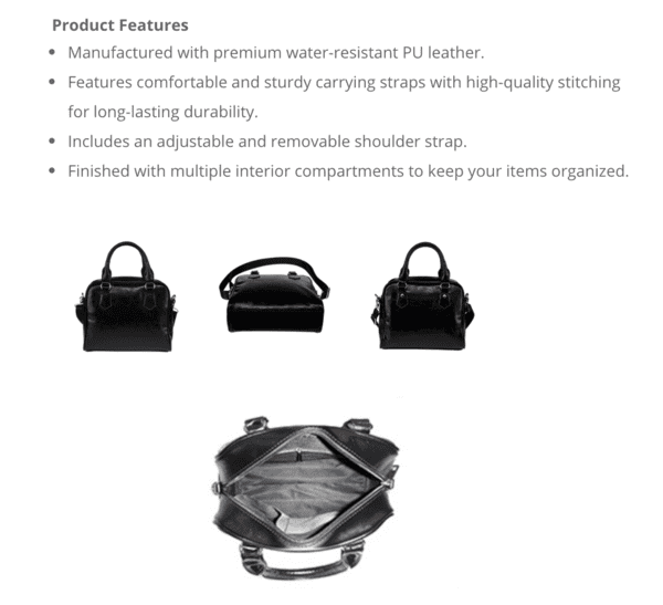 Foxes 3 (A6) Theme Women Fashion Shoulder Handbag Black Vegan Faux Leather