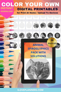 Animal Spiroglyphics Puzzles Activity Book, Printable, Digital print, Instant download, RS22-5