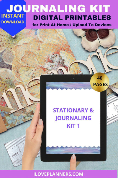 Watercolor Border Stationary Kit Bundle, Journaling, Scrapbooking, Junk Journal, Planner, Binder Inserts, Stationary. RS22-3