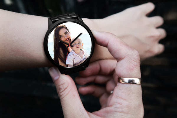 Personalized, Custom Design Your Own Family Watch K2 Black With Your Personal Memory Photo, Gift For Her, Gift For Him