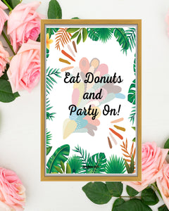 Copy of Tropical Burgundy Wedding Signage - Donut Sign - Donut Bar Sign - Donut Table Printable - Burgundy Blush Navy Decor - Jewel Tone Wedding - Berry Tone
