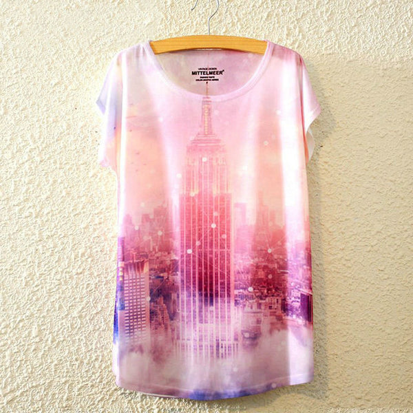 KaiTingu 2016 Brand New Fashion Harajuku Animal Cat Print Shirt O-Neck Short Sleeve Women Tops