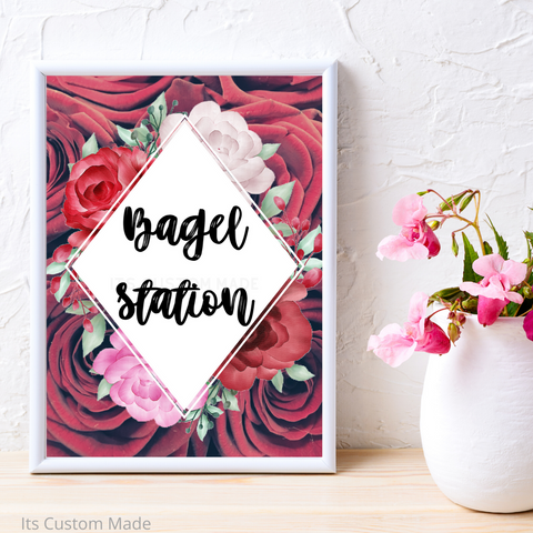 Bagel Station Sign/ Wedding Signs For Your Wedding/ Bar Signs/ Wedding Party Decorations/ Wedding Printable Sign