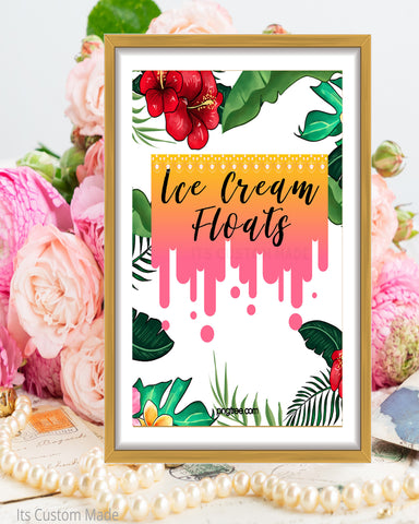 Copy of Tropical Wedding Ice Cream Floats Sign - Ice Cream Float Station - Ice Cream Float Bar Sign - Ice Cream Wedding Bar - Tropical Party Printable Sign