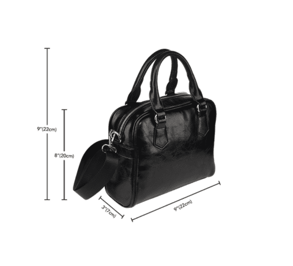 Jems and Holograms Themed Design B10 Women Fashion Shoulder Handbag Black Vegan Faux Leather