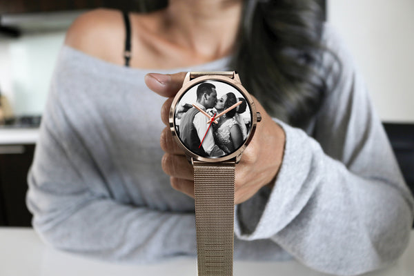 Personalized, Custom Design Your Own Wedding Watch Rose Gold W1 With Your Personal Memory Photo, Gift For Her, Gift For Him