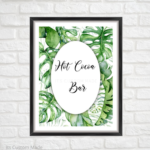 Hot Cocoa Bar Wall Art Decor Sign - Printable Baby Shower Party Sign - Greenery Baby Shower Wall Art Decor Sign - Hot Chocolate Bar Wall Art Sign - Hot Cocoa Station Printable Sign