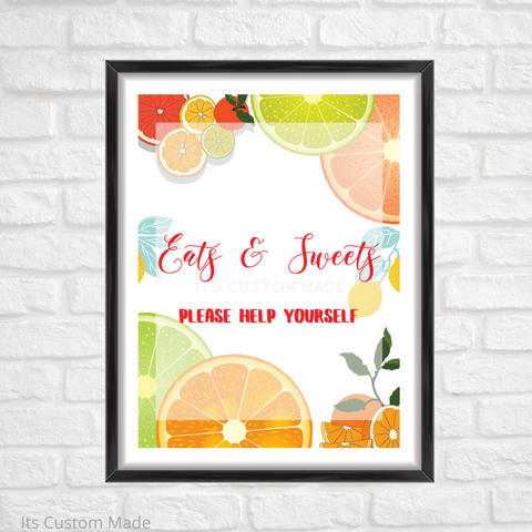 Citrus Sweets Table Sign/ Wedding Signs For Your Wedding/ Bar Signs/ Wedding Party Decorations/ Wedding Printable Sign