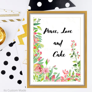 Awesome Cake Table Printable Sign - Peace, Love and Cake Party - Llama Party Wall Art Decorations - Boho Baby Shower Printable Decor - 60s Hippie Baby Shower Decor - Llama Baby Shower Signs