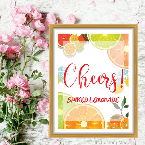 Citrus Party Decorations - Spiked Lemonade Sign/ Wedding Signs For Your Wedding/ Bar Signs/ Wedding Party Decorations/ Wedding Printable Sign