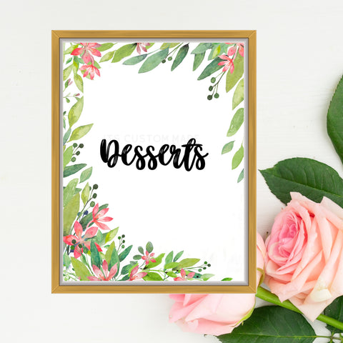 Awesome Desserts Wall Art Sign - Eucalyptus Baby Shower Decorations Printable Sign - Dessert Party Table Sign - Gender Neutral Greenery Baby Shower Decor - Sweets Table Printable Wall Art