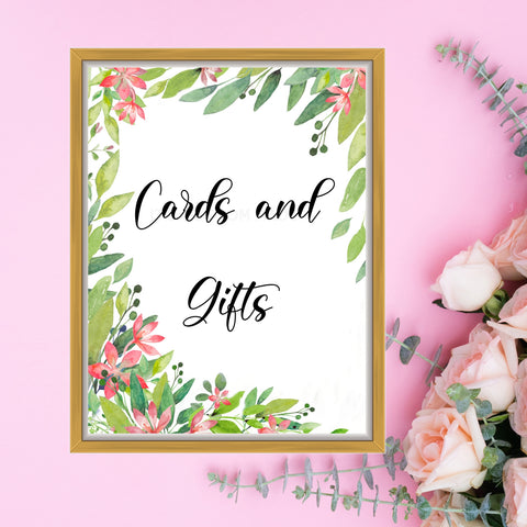 Gifts and Cards Party Decor Sign - Gift Station Party Printable - Pink Girls Baby Shower Wall Art Printable Decorations - Blush Baby Shower Wall Art Decor - Floral Gift Table Printable Signage