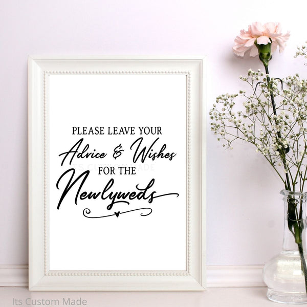 Advise And Well Wishes Sign/ Wedding Signs For Your Wedding/ Bar Signs/ Wedding Party Decorations/ Wedding Printable Sign