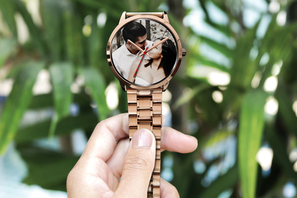 Personalized, Custom Design Your Own Wedding Watch Rose Gold Y1 With Your Personal Memory Photo, Gift For Her, Gift For Him