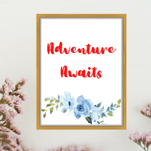 Adventure Awaits Sign - Wedding Welcome Sign - Travel Theme - Bridal Shower Decorations - Welcome Printable - Poster Printable - Wedding Easel Sign