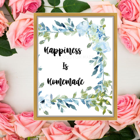 Happiness Is Homemade Wall Art Sign - Kitchen Wall Art Sign - Farmhouse Wall Art Print - Homemade Art Sign - Farmhouse Printable Wall Art Sign - Mason Jar Wall Art Print - Black and White Wall Art Sign
