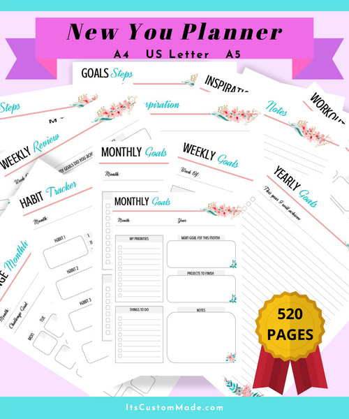 PLANNER Simple Monthly, Weekly, Daily Goals Journal 59 pages with Bonus