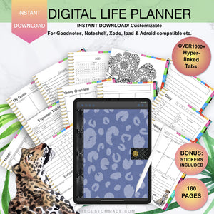 Leopard Print Undated Digital Life Planner/ GoodNotes, Xodo, Digital Journal, iPad Planner, tablet Planner Digital Planner Stickers, No.7