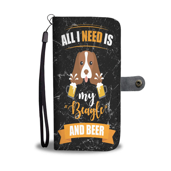 Custom Phone Wallet Available For All Phone Models Dog Beagle Beer 4b