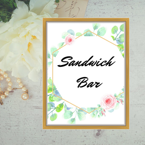Sandwich Bar Party Sign Decor - Gender Neutral Baby Shower Printable Decoration Sign - Greenery Baby Shower Decor - Sandwich Bar Printable Wall Art Sign - Eucalyptus Baby Shower Decor Printable