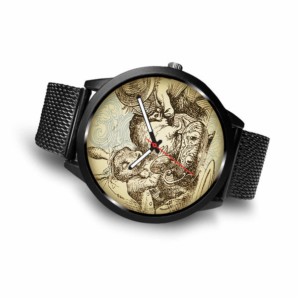 Limited Edition Vintage Inspired Custom Watch Alice in Wonderland Mad Hatter & Mad Hare Tea Party 10.2