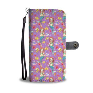 Custom Phone Wallet Available For All Phone Models Mermaid Sea Purple Phone Wallet