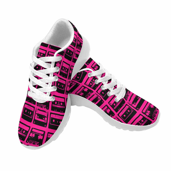 Model020 Women’s Sneaker 80s Cassette Tapes Hot Pink and Black - STUDIO 11 COUTURE