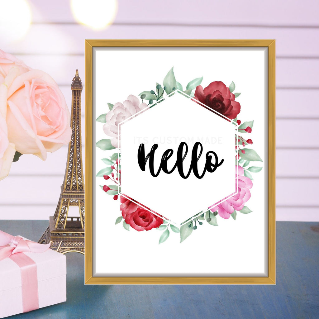 Hello. Sign Printable Hello Sign Print - Art able Hello Sign - Nice Front Door Sign - Hello ...