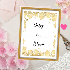 Baby in Bloom Party Decor Printable Sign - Baby Shower For Girl Party Sign - Pink Baby Shower Decor Sign - Blush and Gold Baby Shower Decorations Sign - Pink Floral Baby Party Shower Decor Sign