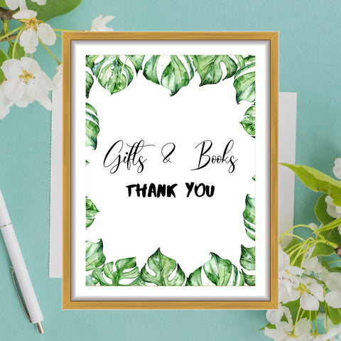 Awesome Gifts and Books Party Sign - Books For Baby Party Decor Sign - Eucalyptus Baby Shower Decor Sign - Gender Neutral Baby Shower Decor Party Sign - Greenery Wall Art Signage - Printable Decor Sign