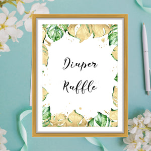 Awesome Diaper Raffle Sign - Gold, White and Greenery Baby Shower Decor Sign - Bee Baby Shower Party Decorations Sign - Party Printable Sign - Gender Neutral Decorations Sign